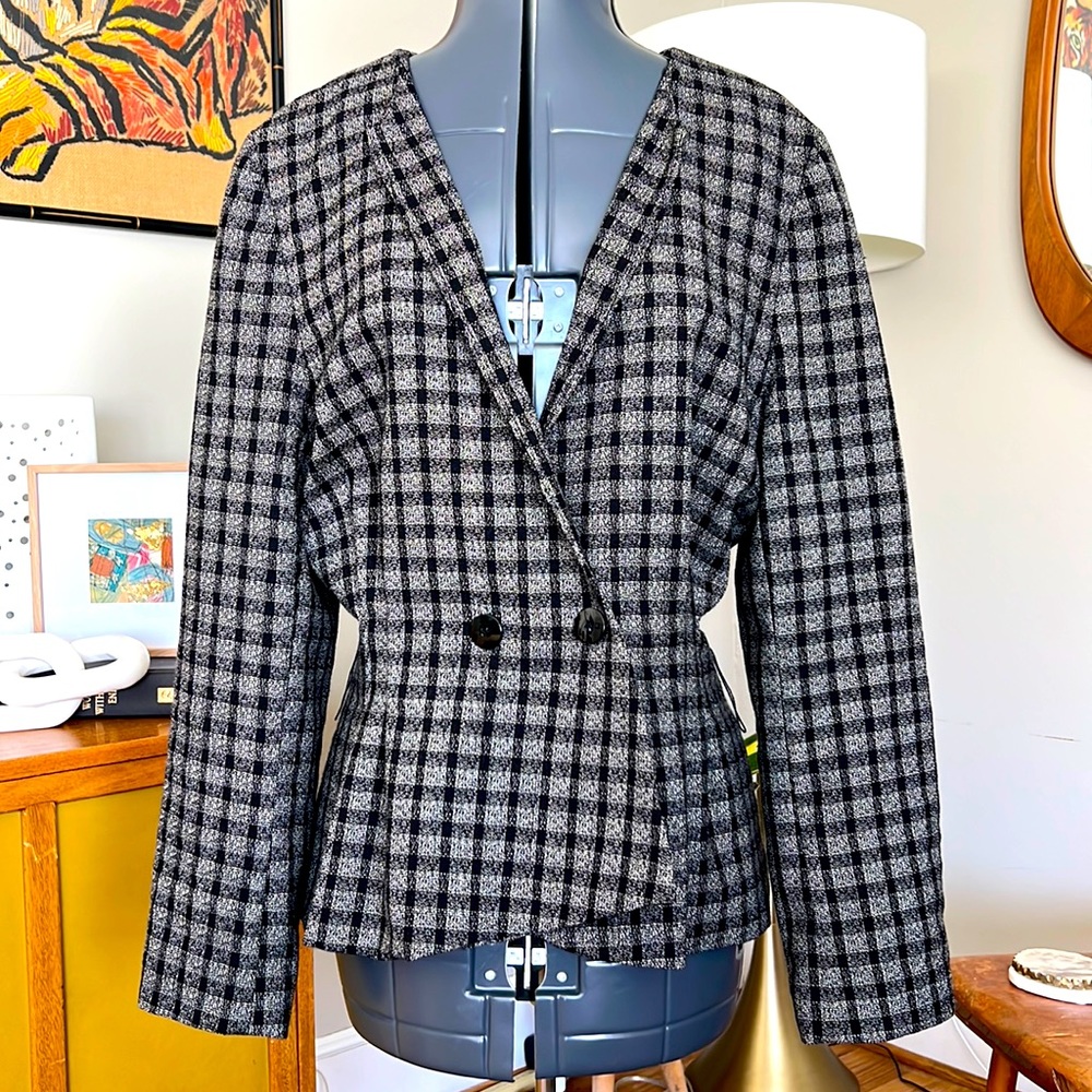 Christian Dior The Suit 80’s Wool Plaid Blazer/Jacket Size 12